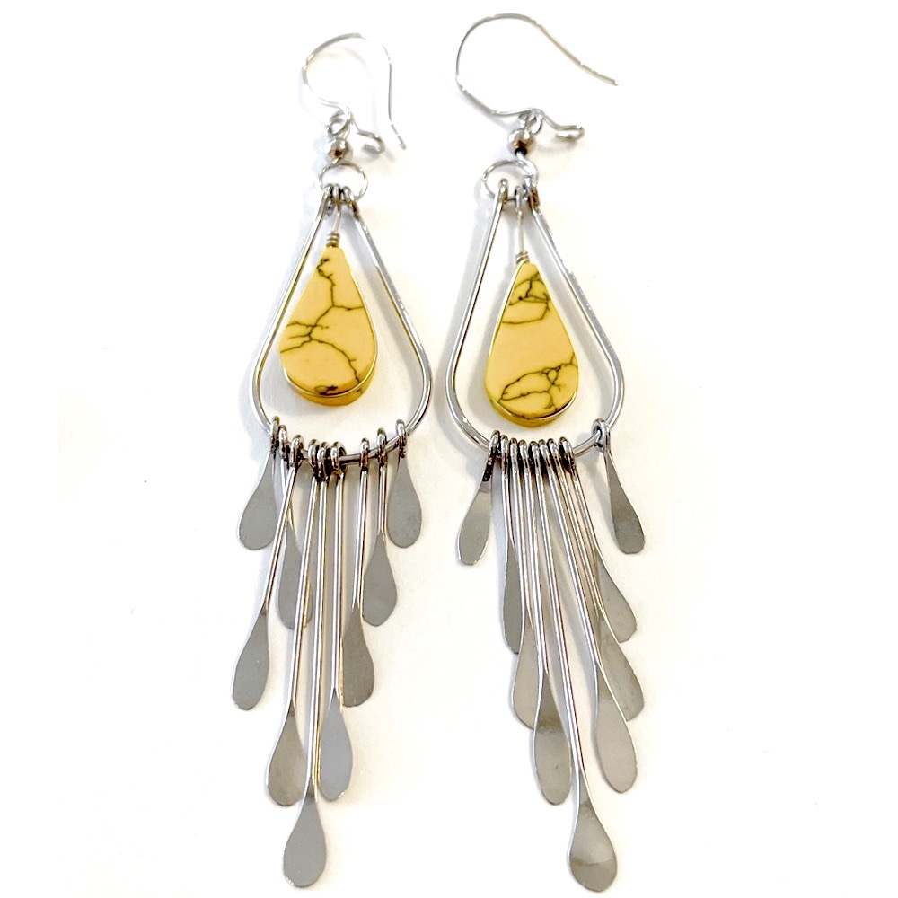 Handmade Yellow Howlite Peruvian Earrings